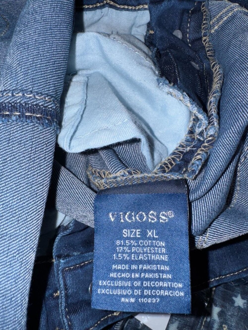 Vigoss Girls Denim Shortalls XL With Star Patch & Checkered Straps - Picture 4 of 5